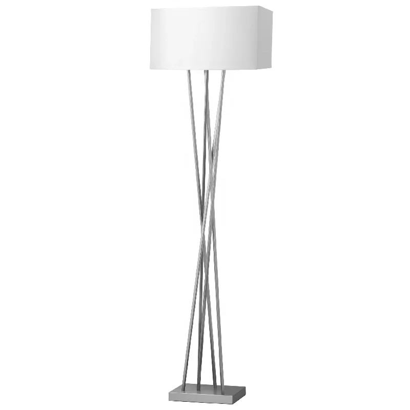 MODERN ANTIQUE DESIGN SIMPLE FABRIC SHADE SILVER NORDIC HOME DECORATION LIVING ROOM BEDROOM FLOOR LAMP
