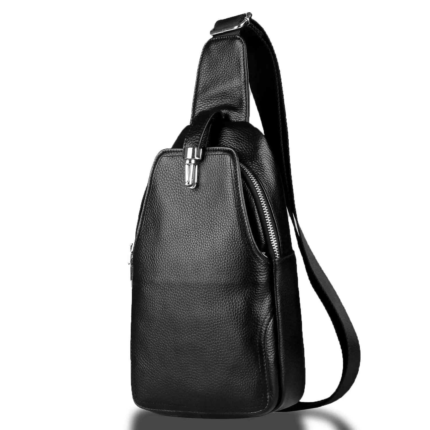 Leather Sling Bag Chest Crossbody Shoulder Bag Travel Daypack for Men and Women