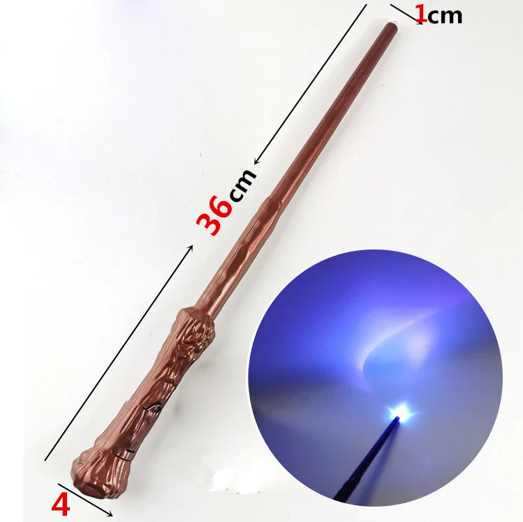 Lighted Magic Wands Wizard Witch Wand Sound Illuminating Wand 14.6 Inch Halloween Party Costume Cosplay Accessory Brown