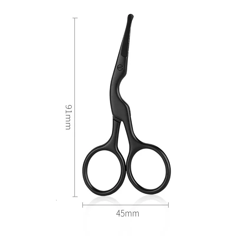 Gold Rose Black Stainless Steel Round Eyebrow Scissors Beard Nose Hair Scissors Shear Grooming Kit