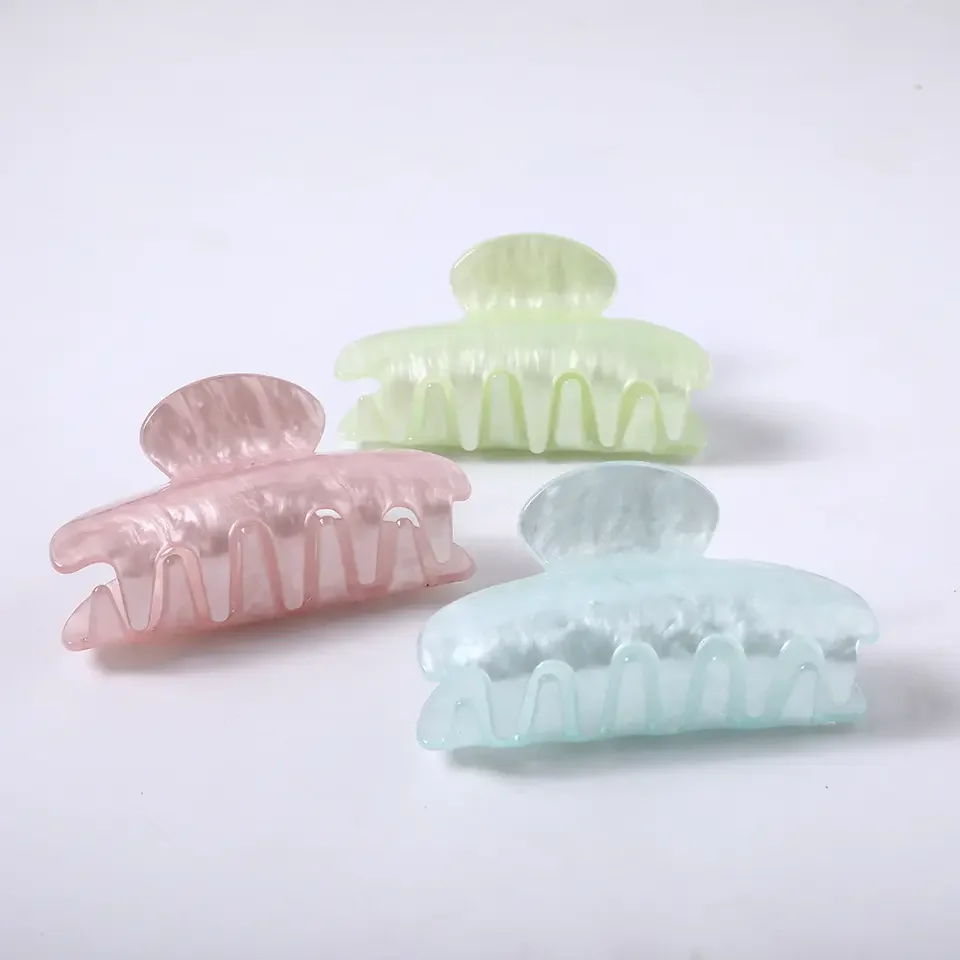 Wholesale 8.5cm Marbling Pastel Solid Color Acrylic Hair Jaw Clip Vintage Medium Semicircle Hair Shark Claw Clamps