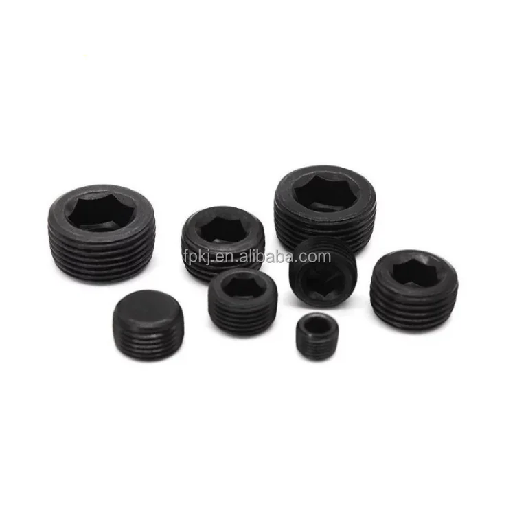 steel black oxide 1/4 1/8 NPT BSP socket male blanking plugs pressure plug hex socket set screw oil pipe plug