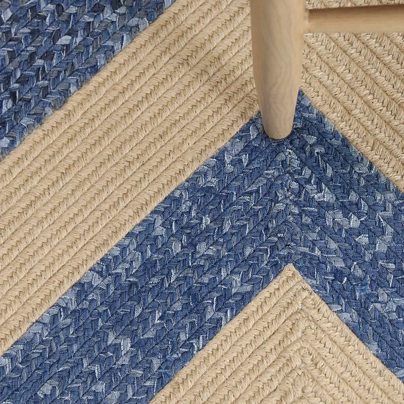 Handwoven premium natural jute carpet living room coffee table sofa mat minimalist denim fabric designer style carpet