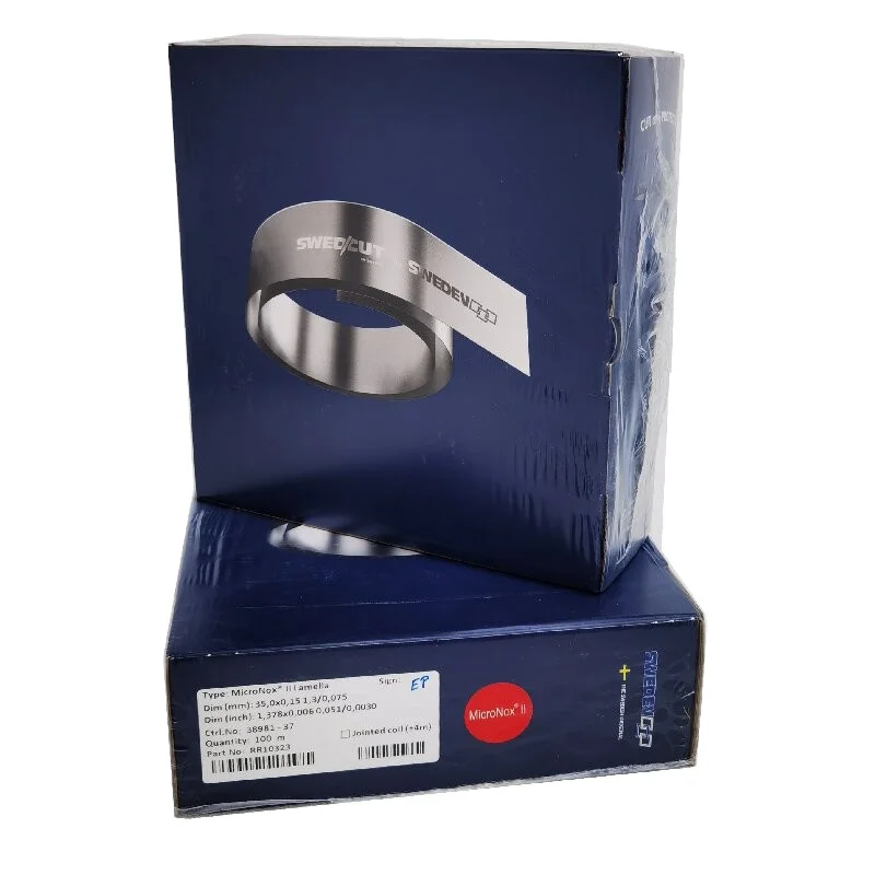 SWEDCUT MicroNox II Printing Doctor Blade W35mmxT0.15/0.2mmxL100m Stainless Steel, Suitable for Corrosive Printing