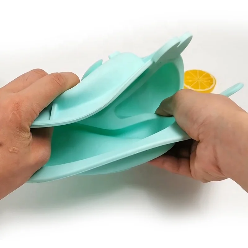 Wholesale Custom BPA Free Toddler Divided Food Dining Plate Suction Silicone Plate Baby Feeding