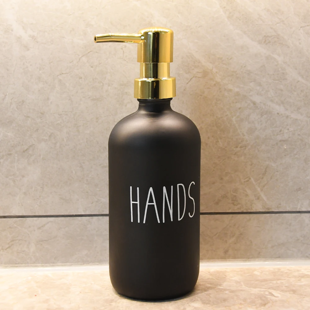 Wholesale 16 Oz 500ml glass pump bottle transparent refillable container glass soap bottle