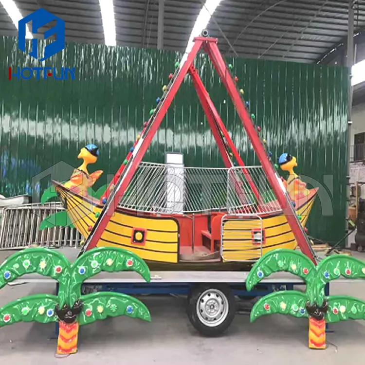 Hotfun attractions for children portable  amusement rides trailer mounted theme park rides mini trailer pirate ship for sale