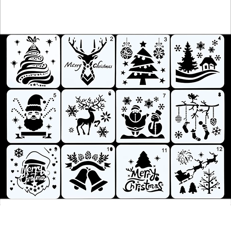 Оптовая продажа, сделанный на заказ Рождественский трафарет «сделай сам», наборы трафаретов для рисования, трафарет с окном и мандалой