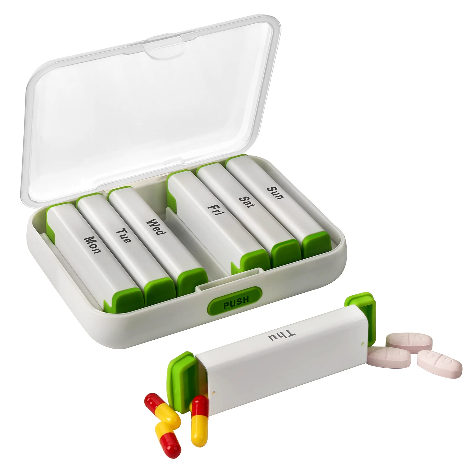 Weekly Pill Organizer 2 Times a Day Travel Medicine Organizer Twice Daily Vitamin Holder Portable Supplement Case Med Dispenser