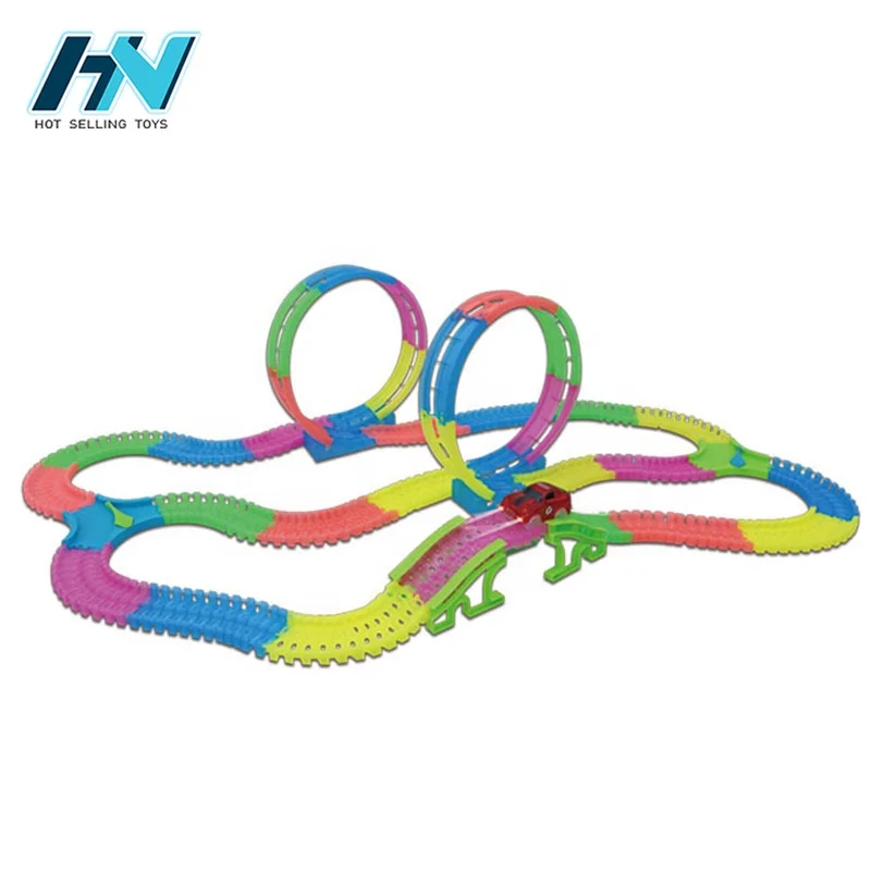 109pcs educational DIY dinosaur track toy race car slot toys electric toy race track set