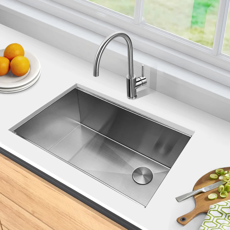 Кухонная раковина ручной работы с одной чашей из нержавеющей стали 304 под