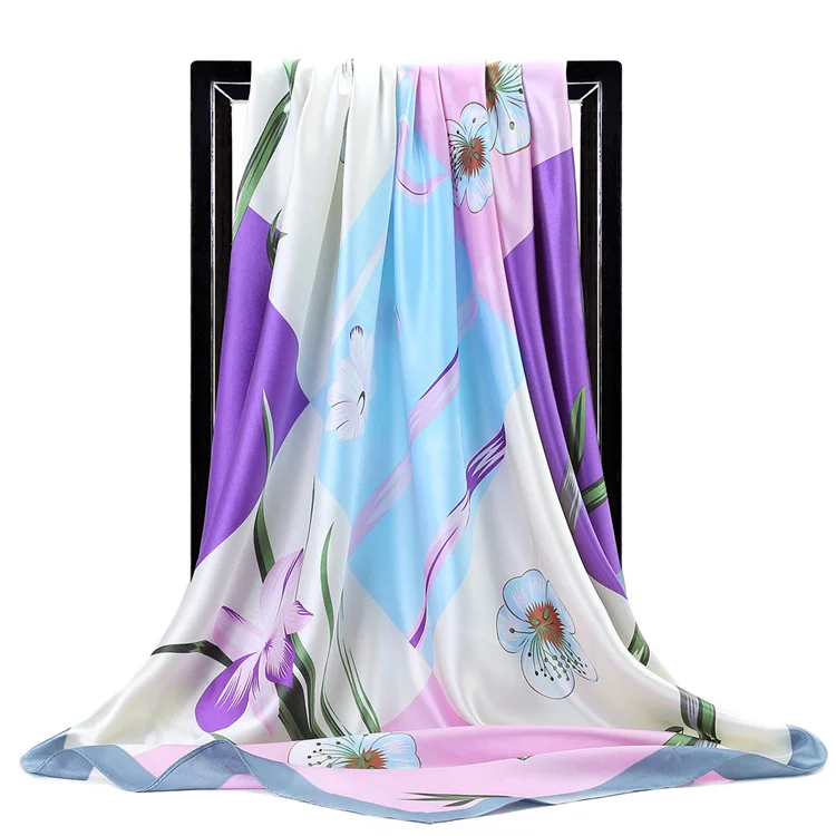 90*90 Luxury Silk Material Brand Letter C Style New Current Long Summer Scarves For Women