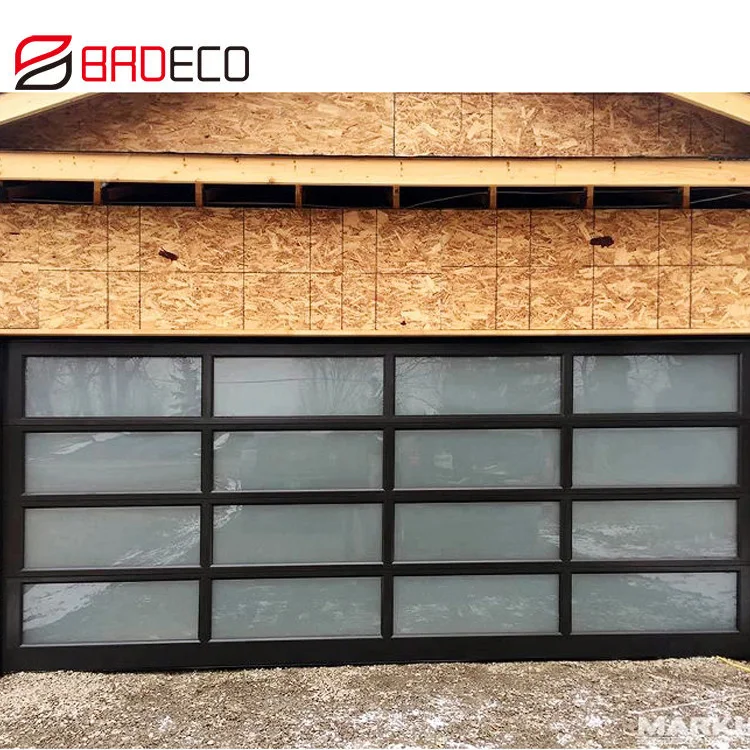8x7 10 X 10 12x7 Modern Insulated Black Glass Garage Door With Glass Windows Cheap Prices