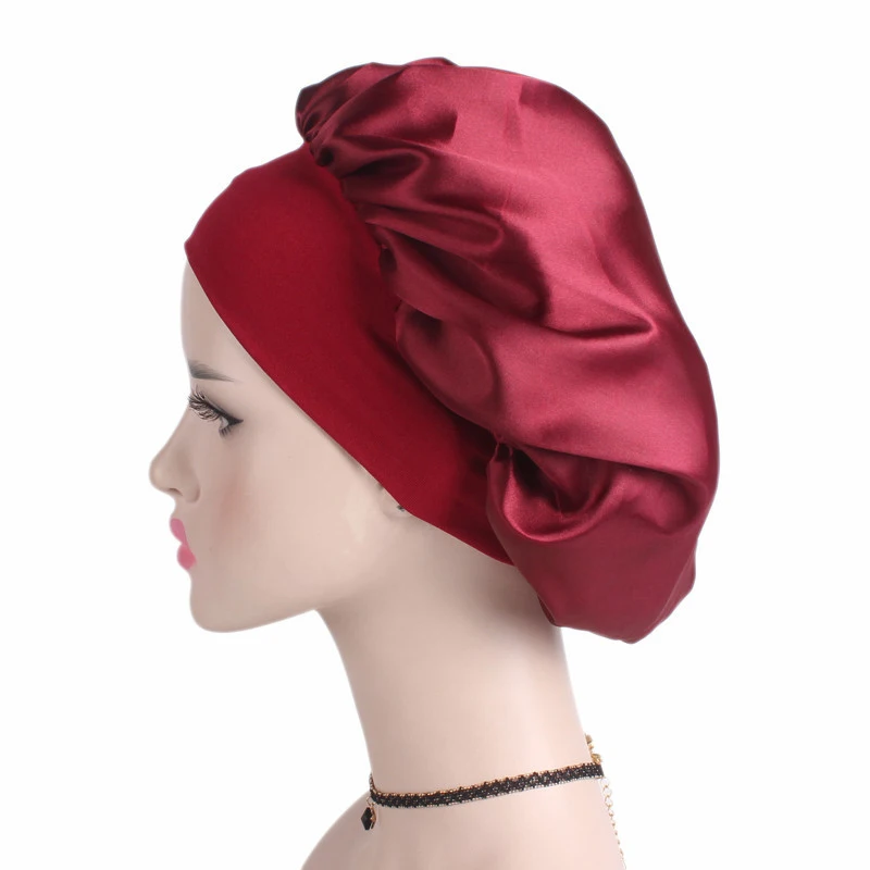 Satin Bonnet Sleep Durag for Women Hair Care Sleeping Hair Bonnet Soft Wide Elastic Band Silk  Night Bonnet