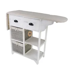new product wood furniture living room wooden folding ironing board with storage drawers