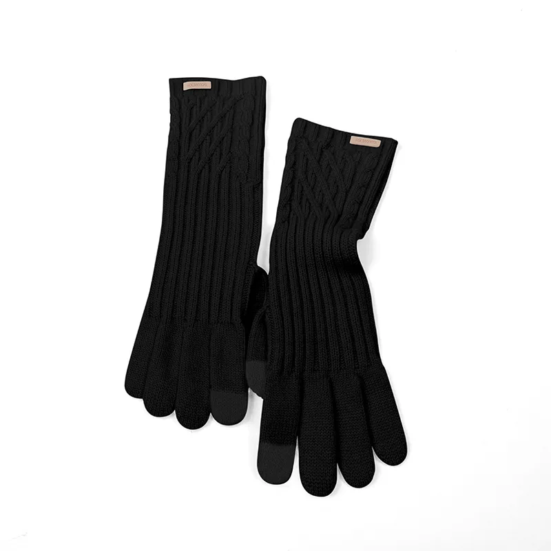 Winter Warm Knit Gloves Thick Cold Wrist And Long Windproof Leisure Touch Screen Gloves