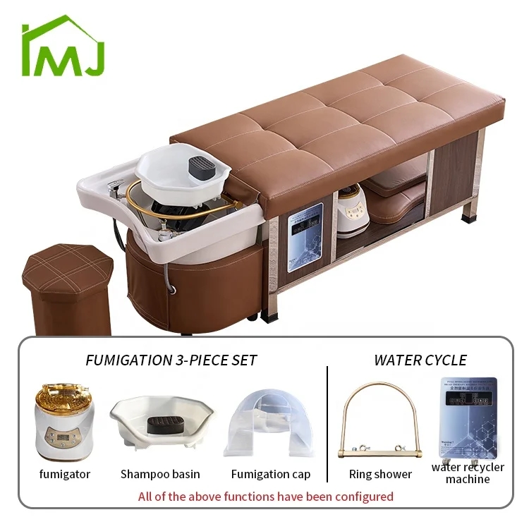 New arrival wood-panel combination salon hair washing head spa bed thai massage shampoo bed