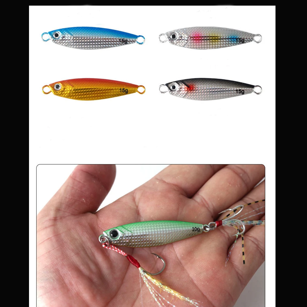 Lead Fish Metal Jig With Hooks Sinking Saltwater Freshwater Shore Paillette Knife Wobbler Artificial Fishing Lures