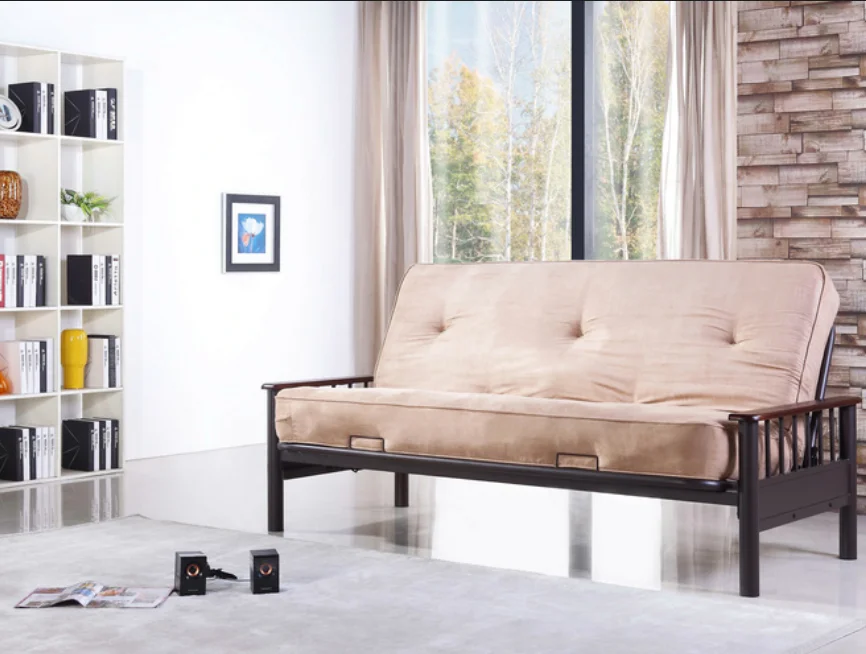 USA Popular K/D Furniture Wood Arm Metal Futon Sofa Bed