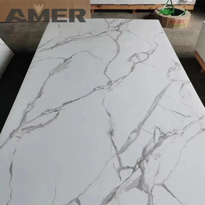 Amer OEM wholesale2mm 2.5mm 3mm interior decoration high glossy 4x8 4*9 pvc uv wall panel marble