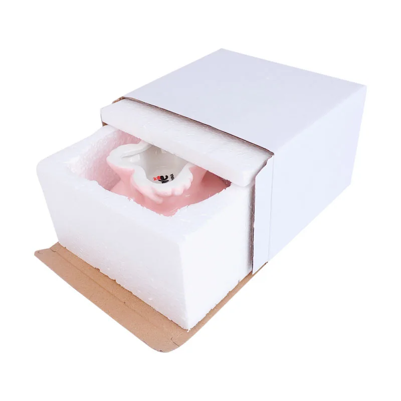 Wholesale Eco Friendly Light Pink High Foot Bevel Elevated Dog Bowl Ceramic Pet Bowl