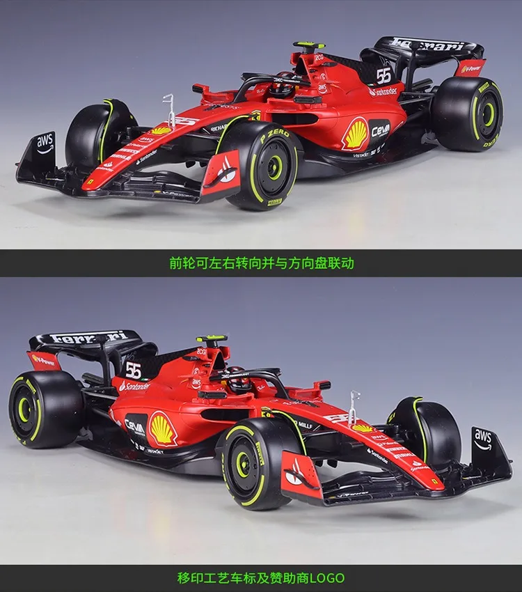 High Quality 1:18 Scale 2023 SF23#16 #55 F1 Racing Formula Car Alloy Toys Car Model With Helmet For Decoration