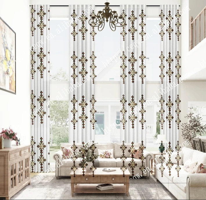 Custom any design Ethiopia extra long villa Window Curtains for home villa living room decoration