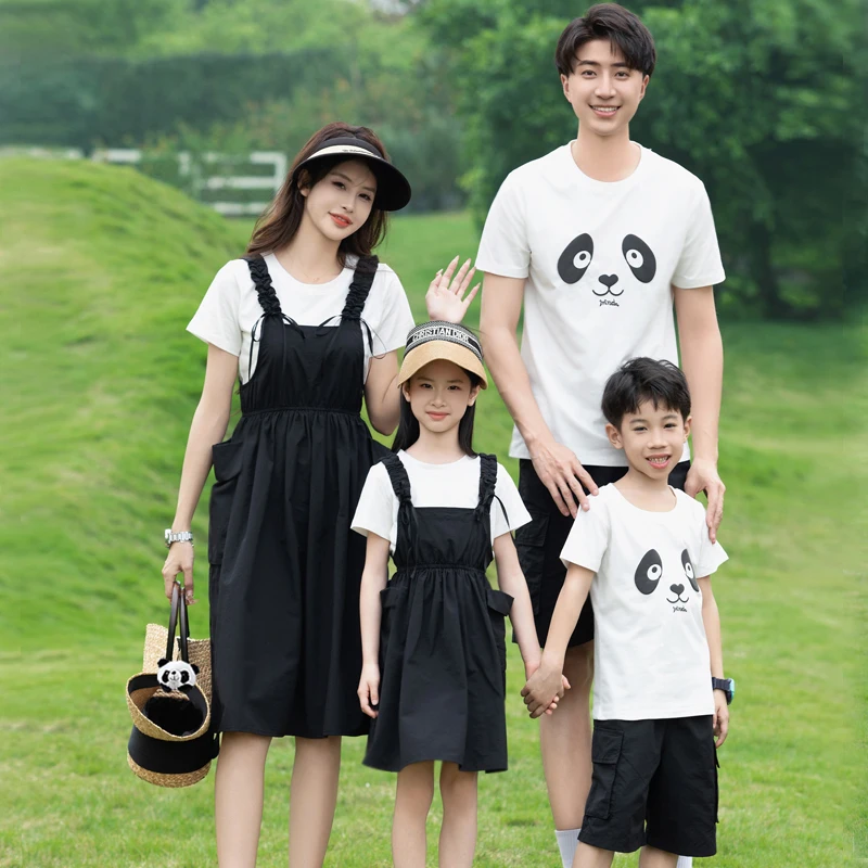 Летний комплект одежды для семьи из трех человек, быстросохнущее платье для матери и дочери с короткими рукавами, Модный комплект
