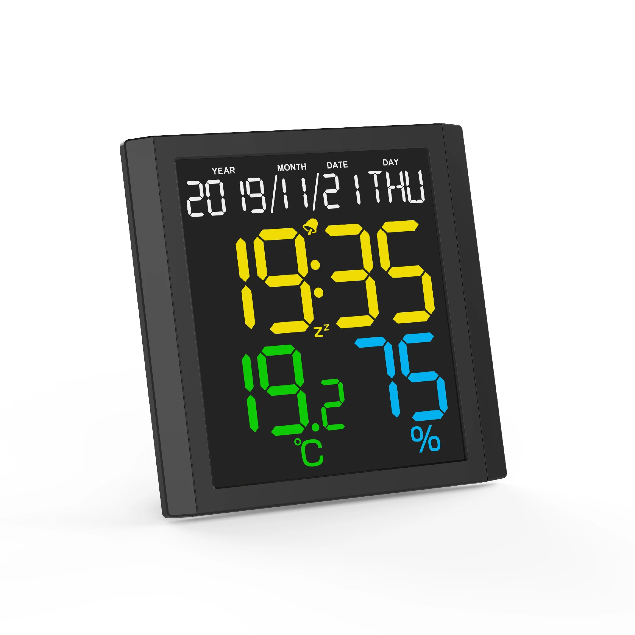 EWETIME Big Screen Wall Clock Table Clock Decoration with Calendar Thermometer and Hygrometer LED Display