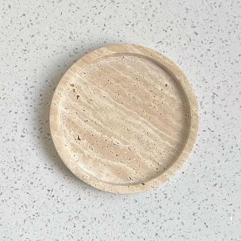 Prefab Nero marquina black marble serving tray Round tray dia 20x3cm