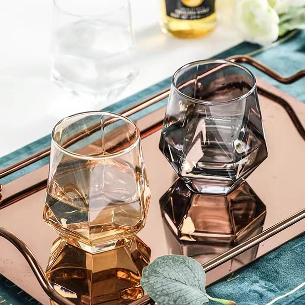 Glod rim spinning whiskey glass clear glass coffee cup lead-free glasses cup set