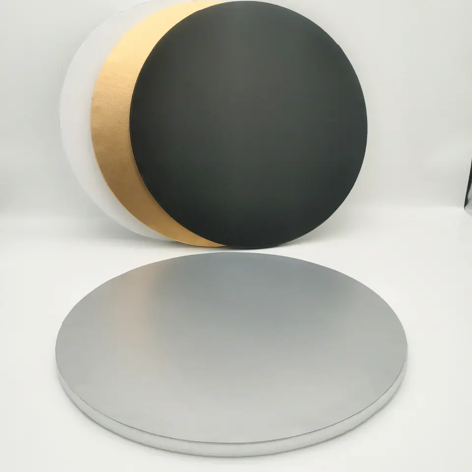 Recyclable Wholesale Custom 10/12 Inch Size Golden Foil 12mm Thick Round Cake Board Corrugated Cake Board Drum