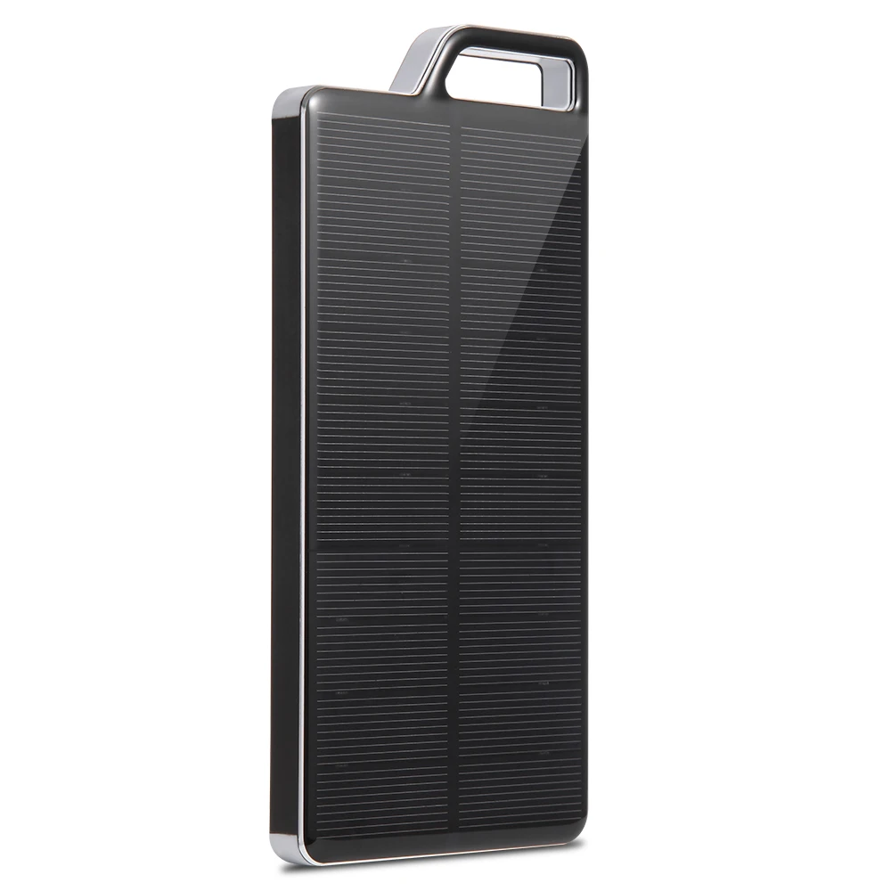 Внешний аккумулятор на солнечной батарее с кольцом-карабином, 10000 мАч