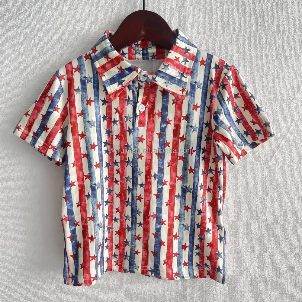Yiwu Ruidian Boy New Design POLO Shirt Children Wholesale Kids Milk silk US pattern Pullover Shirt Girls short sleeve Shirt