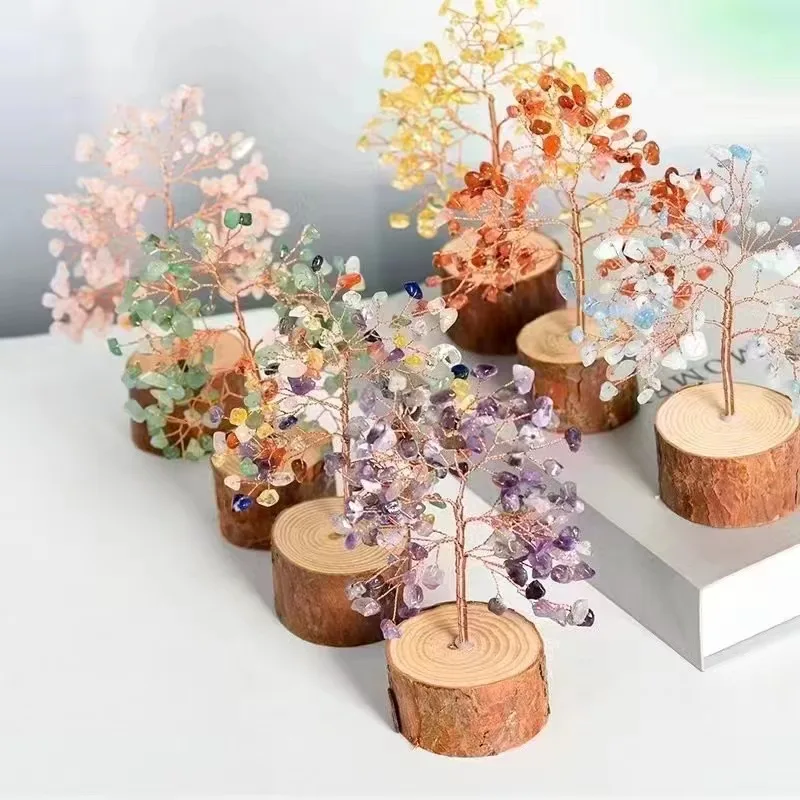 Chakra Healing Crystals Money Tree with Clear Quartz Gemstone  Handmade Tree of Life Reiki Feng Shui