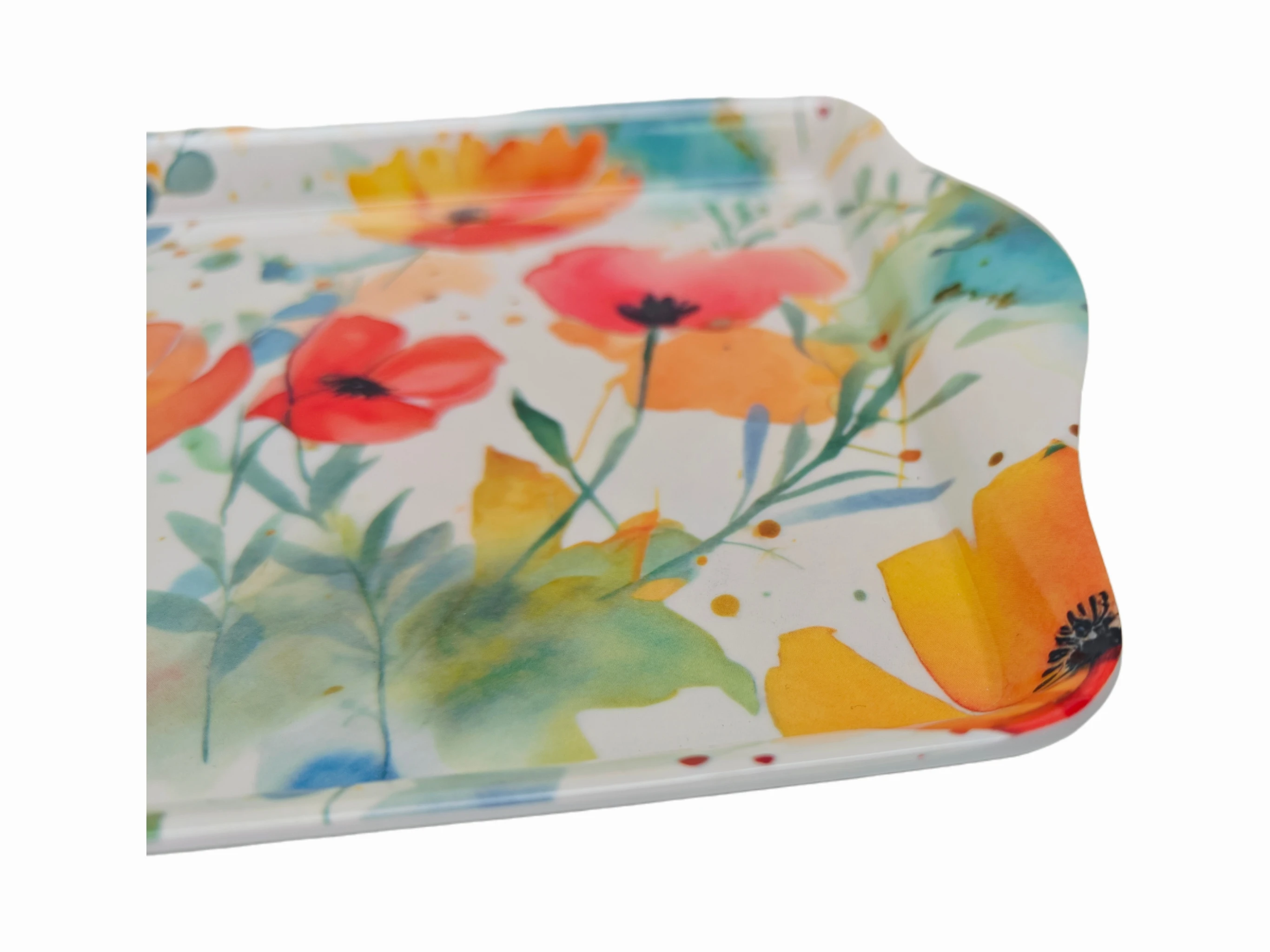 Factory-made high quality flower unbreakable restaurant square melamine tray