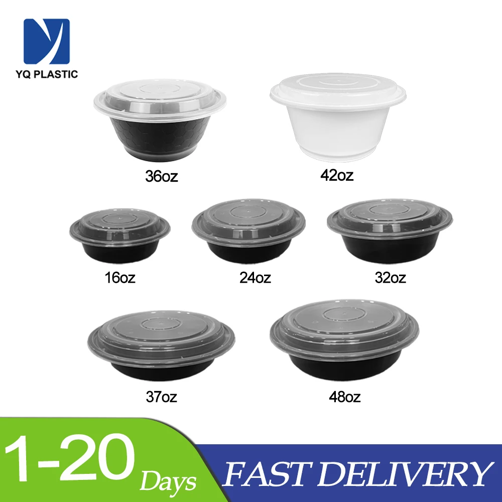 32oz Plastic Microwavable Disposable Storage Round Stackable BPA Free Take Away Food Container