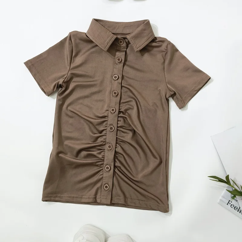 Wholesale Summer Frock Kids Clothing Children Baby Girls T Shirt Dress Fashion Ruffles Shirt Dress Toddler Girls Dresses 2022