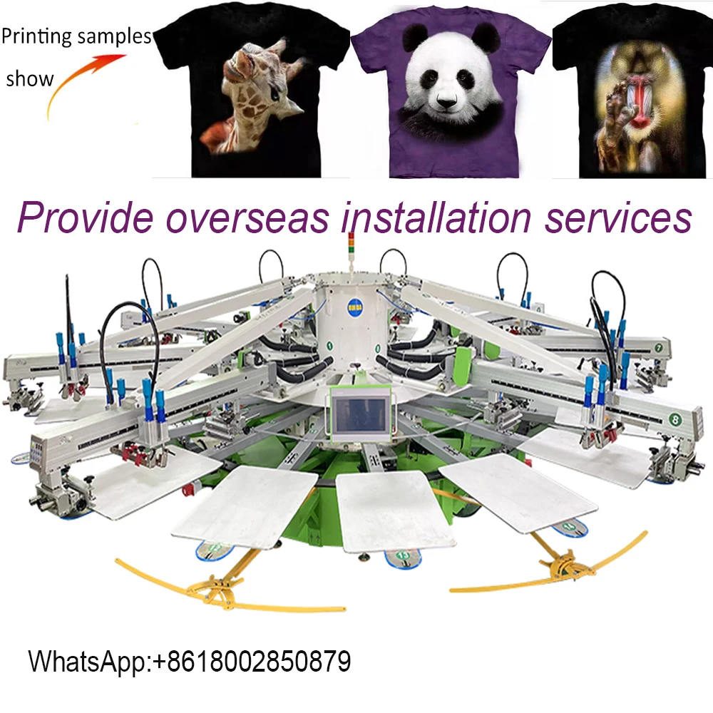 Automatic screen printing machine tshirt carousel 8 Color 18 Station