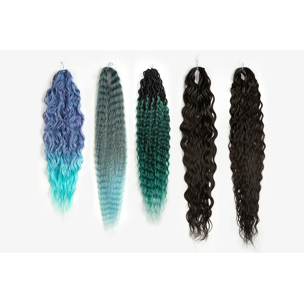 Wholesale colorful heat resistant Deep Wave no weft 24 inches twist braiding hair bundles synthetic hair extension for women