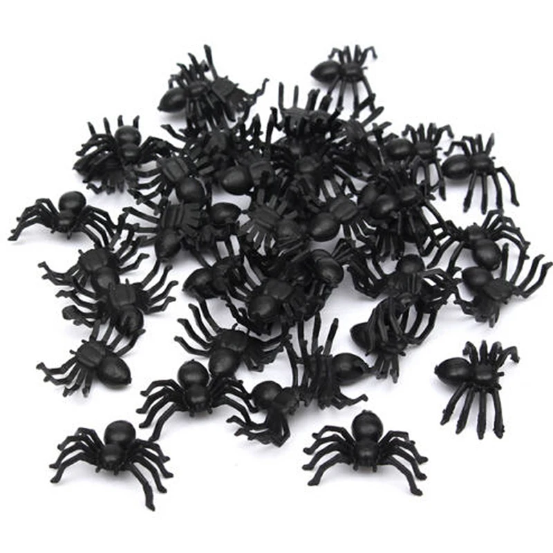 Halloween Decorative Luminous Spiders Small Black Plastic Fake Spider Glow In Dark Toys Funny Joke Prank Realistic Props