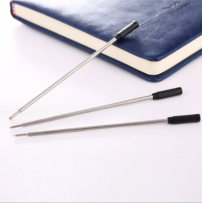 Factory direct supply pen refill black blue ink refill silver metal pen refill