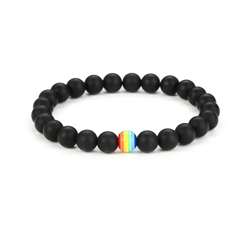 High Quality 8mm Matte black White Turquoise Couple Bracelet Jewelry Personalized Beaded Bracelet For Men And Women