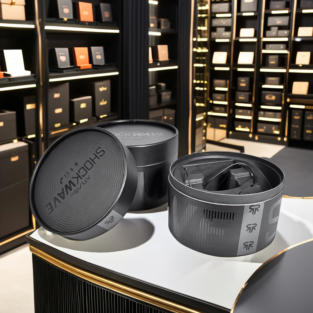 Black Cylinder Box For Beauty Equipment And High Quality Brand Beauty Instrument Gift Packaging Box