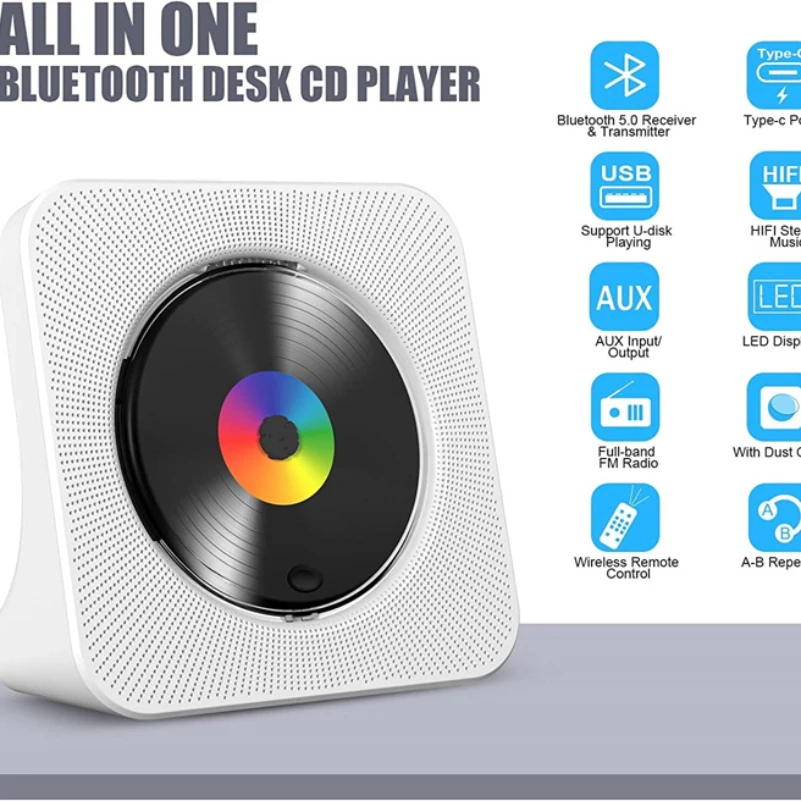 New Cd Player Portable Rechargeable Kpop Bt 5.0 Hifi Sound Speaker 4000Mah Rechargeable Kpop Music Player with Remote Control