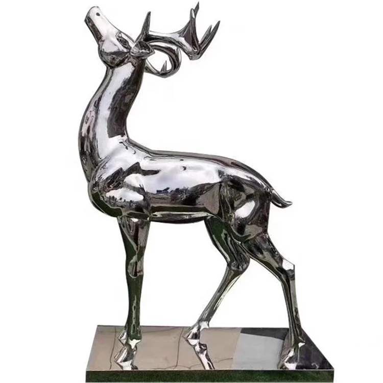 Stainless steel life size anime statues garden sculpture deer statue