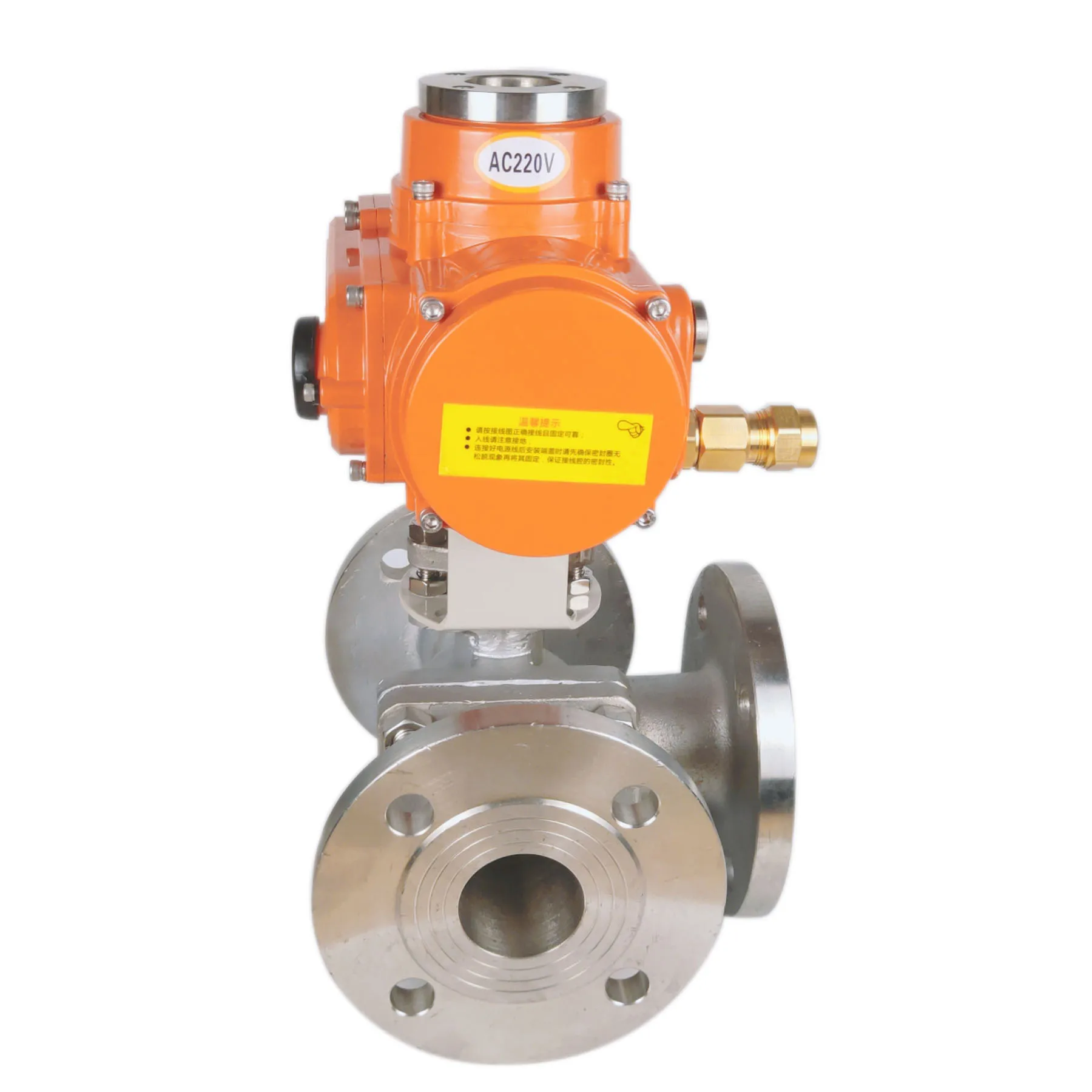 Explosion proof electric actuator with DN50 PN16stainless steel three way ball valve