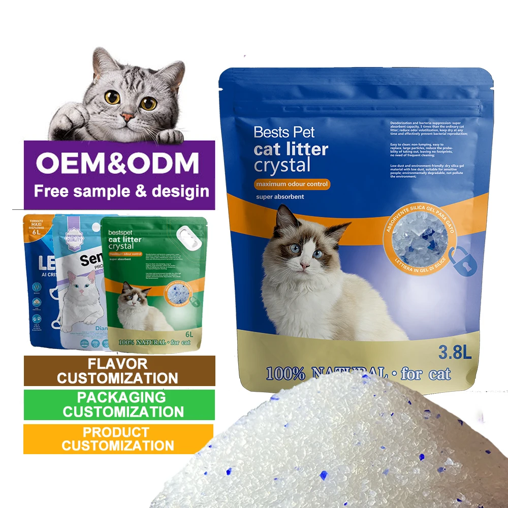 OEM Ultra Fresh Micro Crystals Cat Litter Silica Gel Cat Litter Superior Odor Control Low Dust bulk crystal silica gel litter