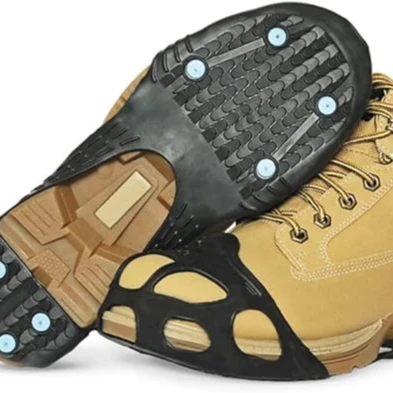 All Purpose Industrial Ice Cleats - 16 Replaceable Tungsten Carbide Spikes for Walking and Working in Snow and Ice (1 Pair)