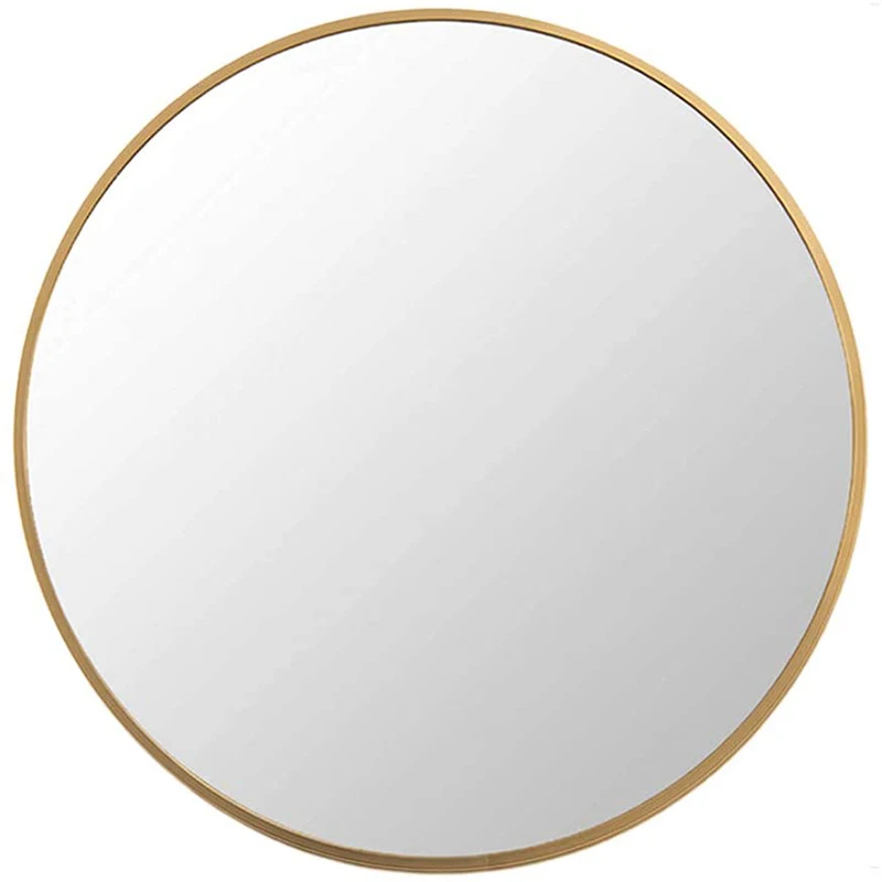 wall-mounted rounded bathroom mirror wall metal steel gold framed wash basin decoration circle mirror